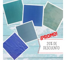 Vidrio Artesanal Azul Cobalto / Mediano / Claro / Celeste Y Celeste Nube 13,5 X 27 Cm
